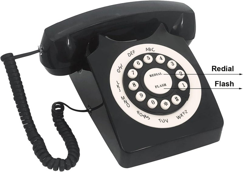 TelPal Retro Corded Landline Phone, Classic Vintage Old Fashion Telephone for Home & Office, Wired Home Phone Gift for Seniors (Black) - Image 3